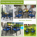 5PCS Outdoor Patio Dining Chair Table Set with Cushions