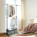 2-Rod Adjustable Garment Rack with Shelf and Storage Boxes