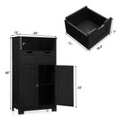 Bathroom Wooden Side Cabinet  with 2 Drawers and 2 Doors-Black