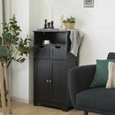 Bathroom Wooden Side Cabinet  with 2 Drawers and 2 Doors-Coffee