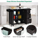 Kitchen Island 2-Door Storage Cabinet with Drawers and Stainless Steel Top-Deep Brown