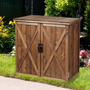 2.5 x 2 Ft Outdoor Wooden Storage Cabinet with Double Doors -Brown