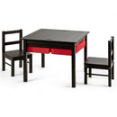 5-in-1 Kids Activity Table and 2 Chairs Set with Storage Building Block Table-Coffee