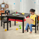 5-in-1 Kids Activity Table and 2 Chairs Set with Storage Building Block Table-Coffee