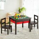 5-in-1 Kids Activity Table and 2 Chairs Set with Storage Building Block Table-Coffee