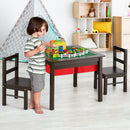 5-in-1 Kids Activity Table and 2 Chairs Set with Storage Building Block Table-Coffee