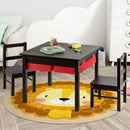 5-in-1 Kids Activity Table and 2 Chairs Set with Storage Building Block Table-Coffee