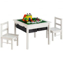 5-in-1 Kids Activity Table and 2 Chairs Set with Storage Building Block Table-White