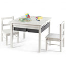5-in-1 Kids Activity Table and 2 Chairs Set with Storage Building Block Table-White