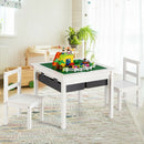 5-in-1 Kids Activity Table and 2 Chairs Set with Storage Building Block Table-White