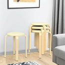 Set of 4 Bentwood Round Stool Stackable Dining Chair with Padded Seat-Beige