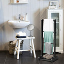 3-Bar Acacia Wood Freestanding Bathroom Towel Rack  with Bottom Storage Shelf-Black