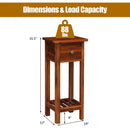 2 Tier End Bedside Table with Drawer Shelf