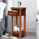2 Tier End Bedside Table with Drawer Shelf