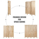 5.6 Ft 4 Panels Folding Wooden Room Divider-Natural