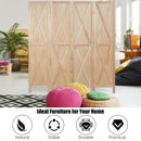5.6 Ft 4 Panels Folding Wooden Room Divider-Natural