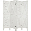 5.6 Ft 4 Panels Folding Wooden Room Divider-White