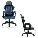 Gaming Chair Reclining Swivel with Massage Lumbar Support -Blue