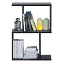 2-Tier Wooden S Shaped Standing Display Storage Shelves Bookcase for Home Office