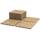 10 Pieces 12" x 12" Acacia Wood  Interlocking Check Deck Tiles