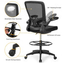 Height Adjustable Drafting Chair with Lumbar Support and Flip Up Arms