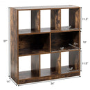 Open Compartments Industrial Freestanding Bookshelf-Brown