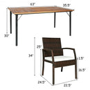 7PCS Patio Rattan Cushioned Dining Set with Umbrella Hole