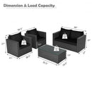 4 Pcs Patio Rattan Cushioned Furniture Set-Black