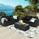 4 Pcs Patio Rattan Cushioned Furniture Set-Black