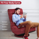 5-Position Folding Floor Gaming Chair-Wine Red