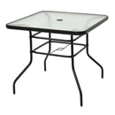 32" Patio Tempered Glass Steel Frame Square Table