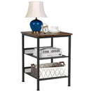 3-Tier Industrial End Side Table Nightstand Adjustable Shelves