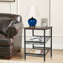 3-Tier Industrial End Side Table Nightstand Adjustable Shelves