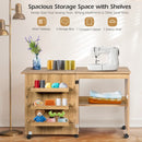 Folding Sewing Craft Table Shelf Storage Cabinet Home Furniture-Natural