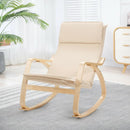 Modern Bentwood Rocking Chair Fabric Upholstered Relax Rocker Lounge Chair-Beige