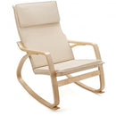 Modern Bentwood Rocking Chair Fabric Upholstered Relax Rocker Lounge Chair-Beige