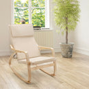 Modern Bentwood Rocking Chair Fabric Upholstered Relax Rocker Lounge Chair-Beige