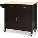 Modern Rolling Kitchen Cart Island with Wooden Top-Brown