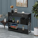 Console Accent Table with Drawer and Shelves -Black