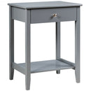 Wooden Nightstand  End Table Storage Display -Gray
