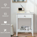 Wooden Nightstand  End Table Storage Display -White
