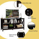 Wooden TV Stand Entertainment Media Center -Brown