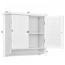 Wall Mounted Bathroom Storage Medicine Cabinet with Towel Bar-White