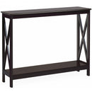 2-Tier Console X-Design Sofa Side Accent Table-Espresso