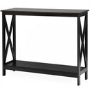 2-Tier Console X-Design Sofa Side Accent Table-Wood Grain