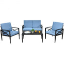 4PCS Patio Furniture Set Aluminum Frame Cushioned Sofa