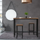 3 Pieces Bar Table Counter Breakfast Bar Dining Table with Stools-Brown