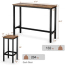 3 Pieces Bar Table Counter Breakfast Bar Dining Table with Stools-Brown