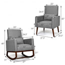 2-in-1 Fabric Upholstered Rocking Chair with Pillow-Gray
