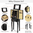 2 Colors Armoire Storage Standing Jewelry Cabinet with Mirror-Black